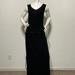 Dollar Black Sleeveless Beaded Elegant Maxi Dress